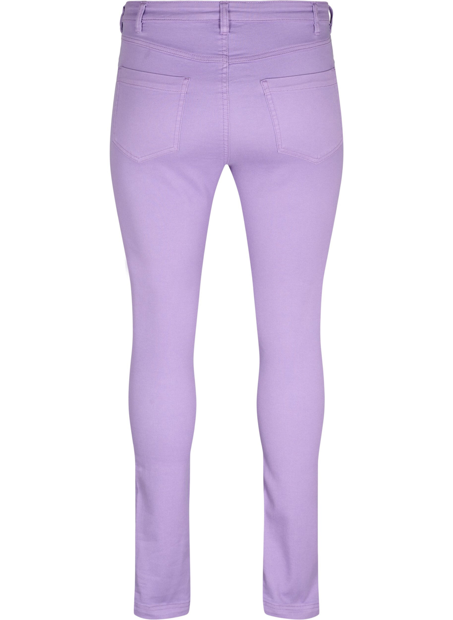 Zizzi H&ouml;gmidjade Amy jeans med super slim passform, Chalk Violet, Packshot image number 1