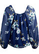 Chiffongblus med blommigt tryck och l&aring;nga &auml;rmar, Bl&aring;, Packshot image number 1