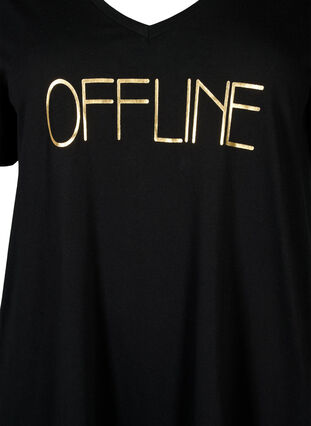 Organisk bomull nattklänning med V-hals , Black Offline, Packshot image number 2