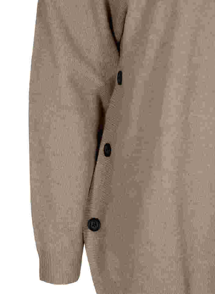 Stickad tröja med knappdetaljer, Silver Min Mel., Packshot image number 3