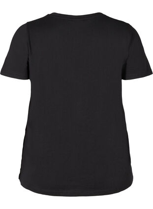 T-shirt i bomull med paljetter, Black, Packshot image number 1