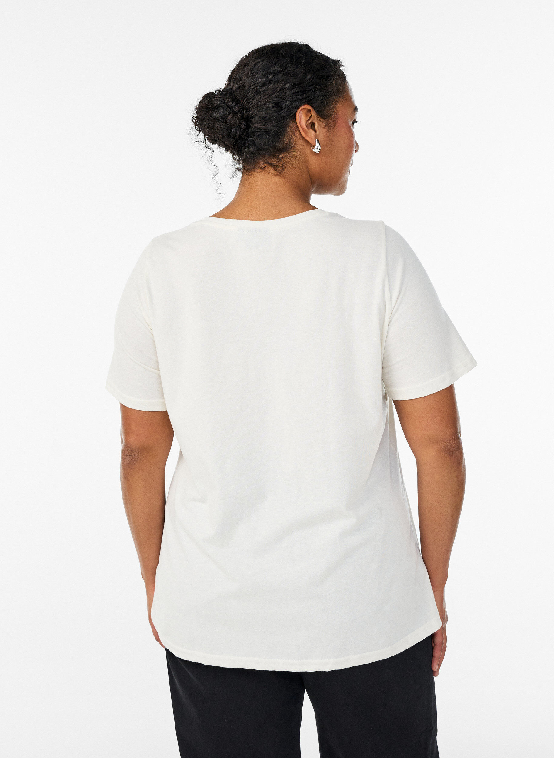 Zizzi T-shirt med tryck, Vit, Model image number 2