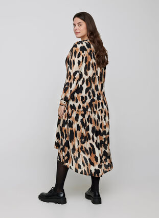 Långklänning med leopard print, Black AOP, Model image number 0