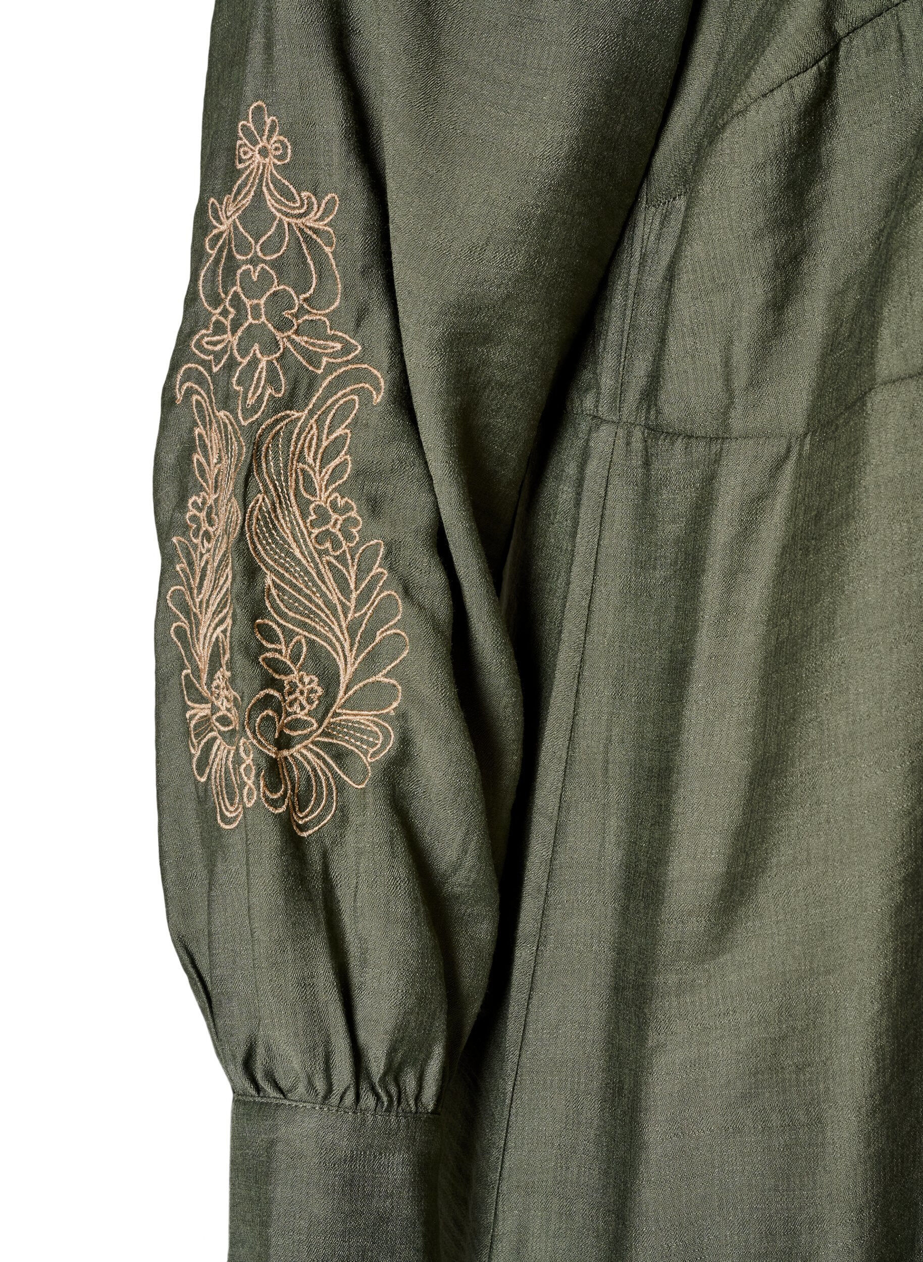 ZizziKl&auml;nning i viskos med broderi och volanger i lager, Gr&ouml;n, Packshot image number 3