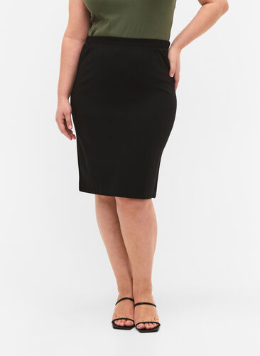 Enfärgad kroppsnära kjol, Black, Model image number 2