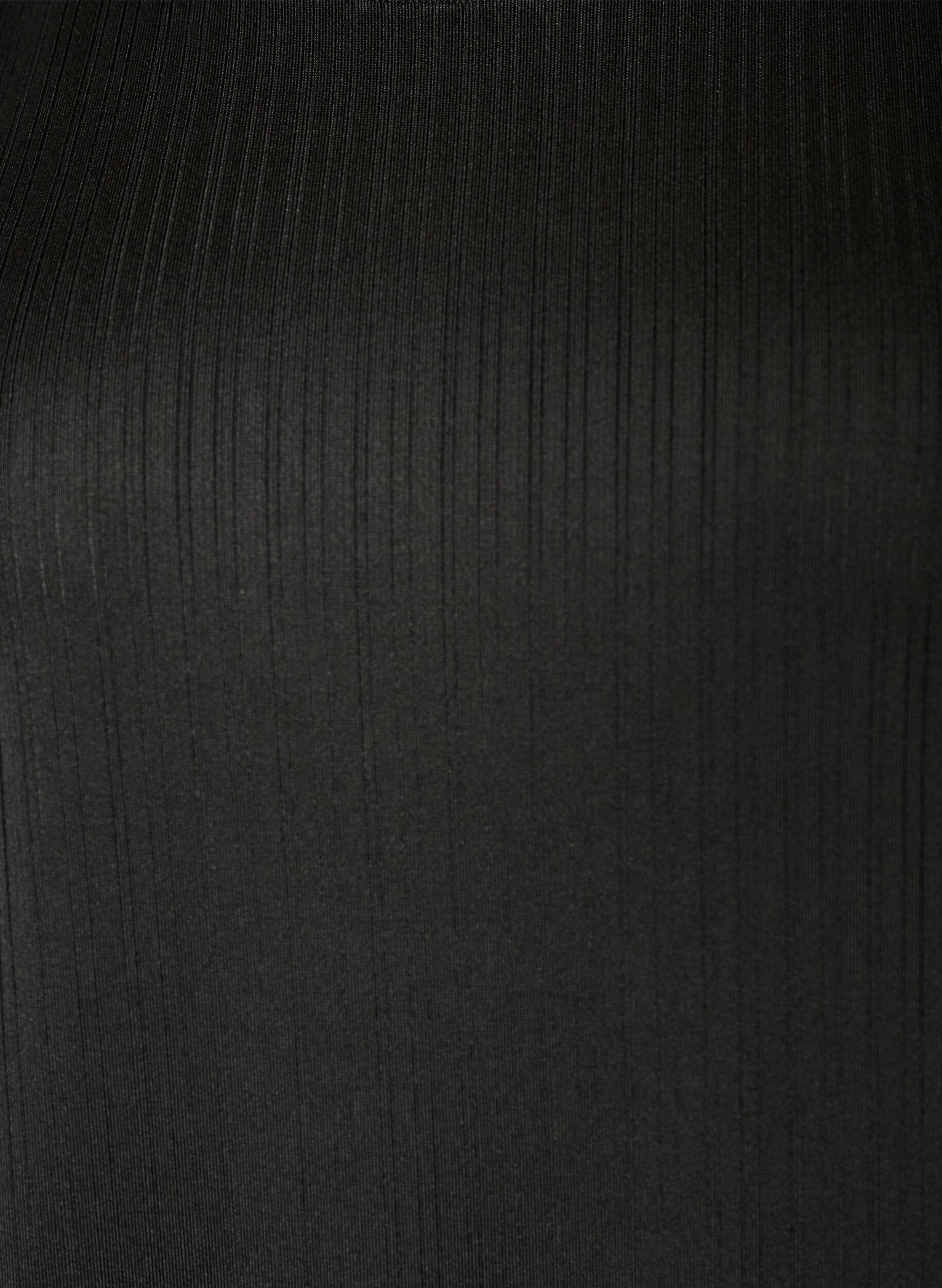ZizziBlus i jersey med texturerade r&auml;nder och smock i nederkanten, Svart, Packshot image number 2