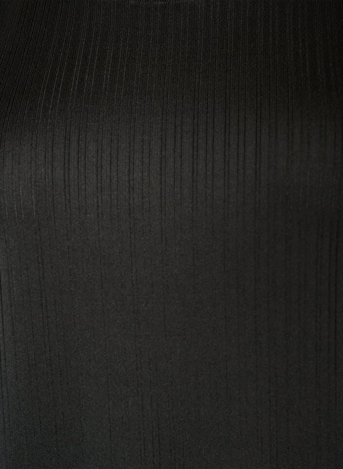 Blus i jersey med texturerade r&auml;nder och smock i nederkanten, Svart, Packshot image number 2