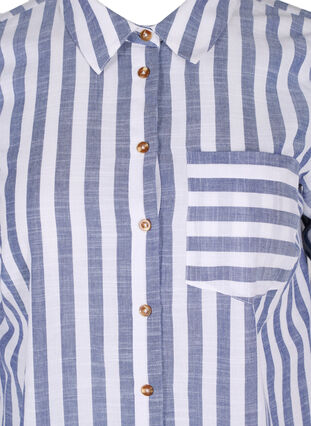 Randig lång skjorta i bomull, Blue Y/D, Packshot image number 2