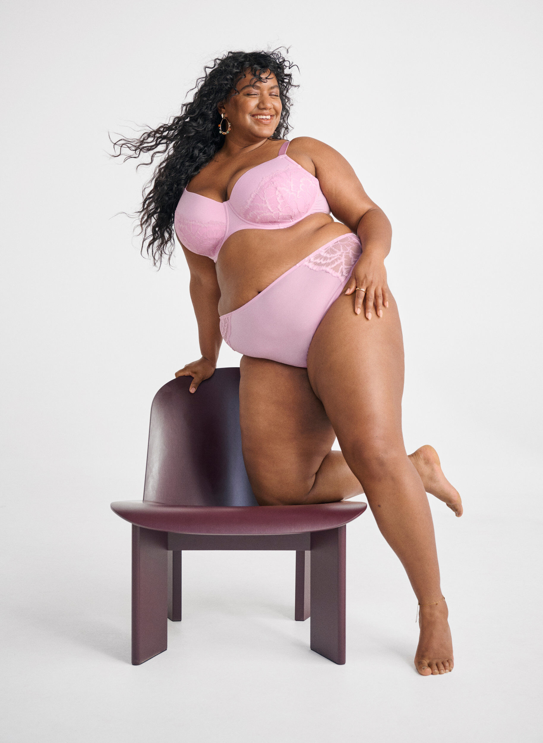 Zizzi Stringtrosor med spets och microfiber, Rosa, Image image number 0