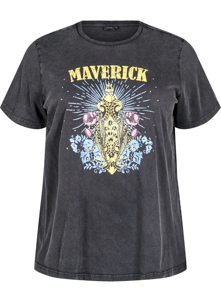 T-shirt i ekologisk bomull med grafiskt tryck, Grå, Packshot image number 0