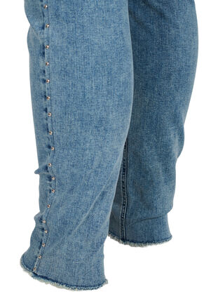 Croppade Amy jeans med nitar på sidosömmen, L.Blue Stone Wash, Packshot image number 3