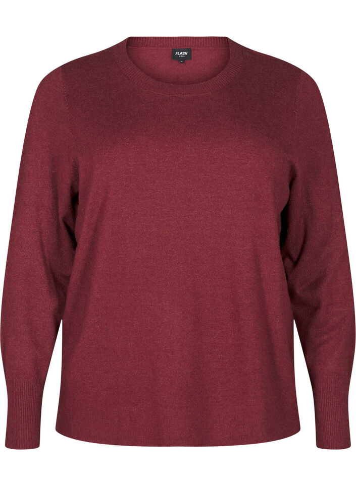 Stickad blus med rund hals, R&ouml;d, Packshot image number 0