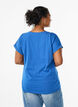Kort&auml;rmad t-shirt i bomullsblandning, Bl&aring;, Model image number 2