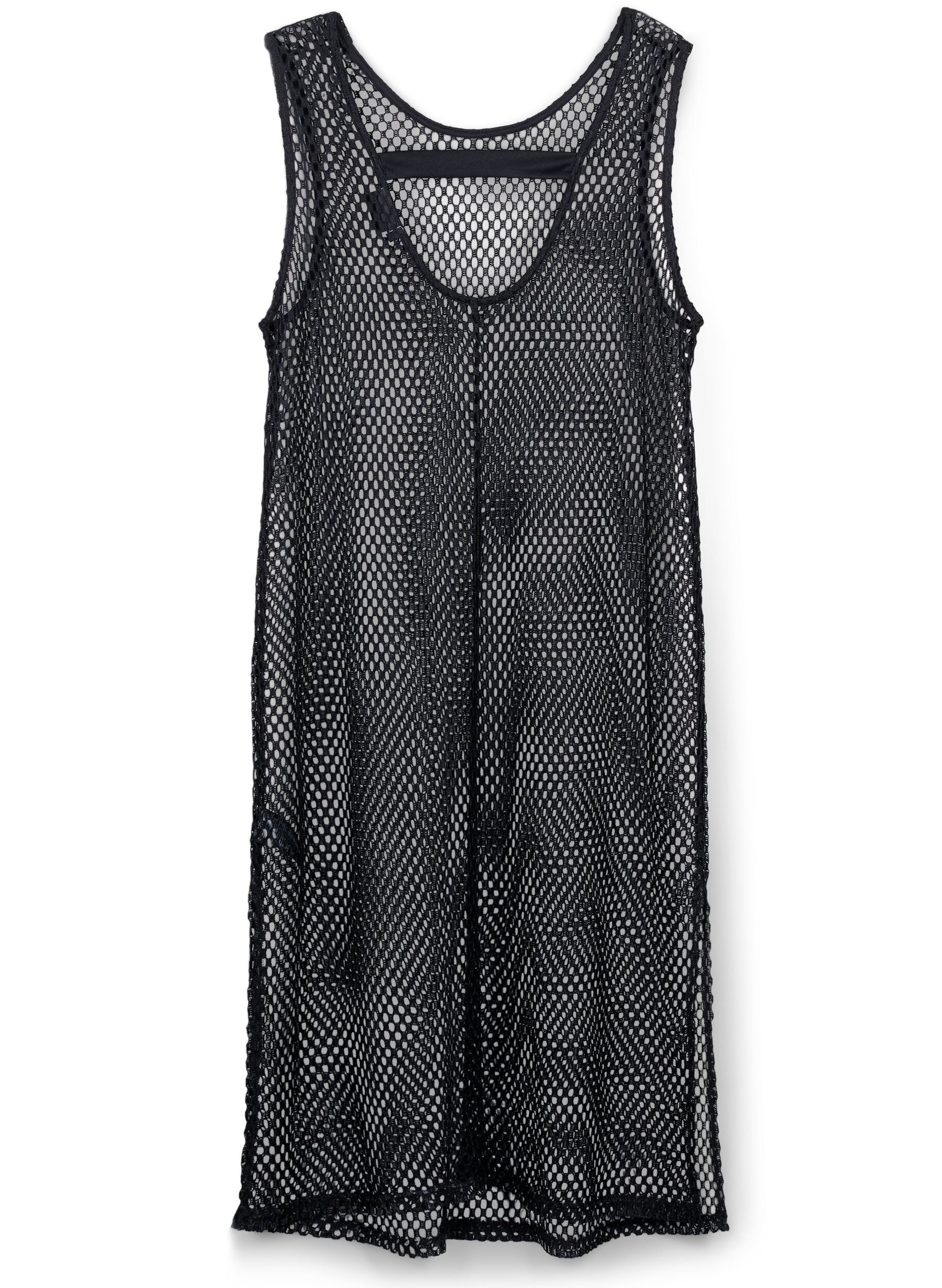 Zizzi &Auml;rml&ouml;s kl&auml;nning i mesh med slits, Black, Packshot image number 1