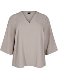 Blus med 3/4-&auml;rm, Beige