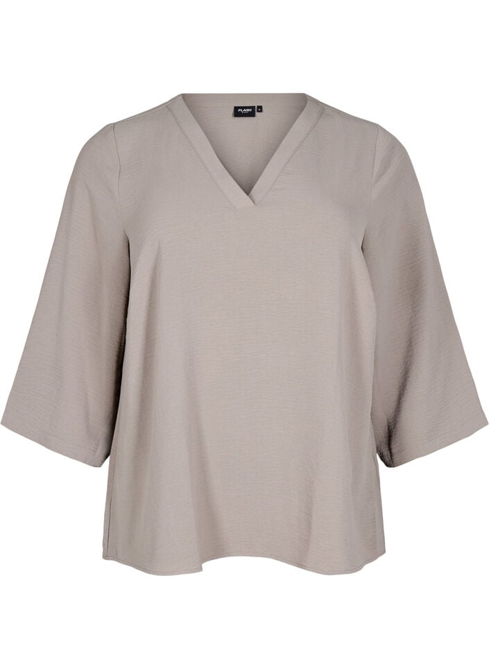 Blus med 3/4-&auml;rm, Beige, Packshot image number 0