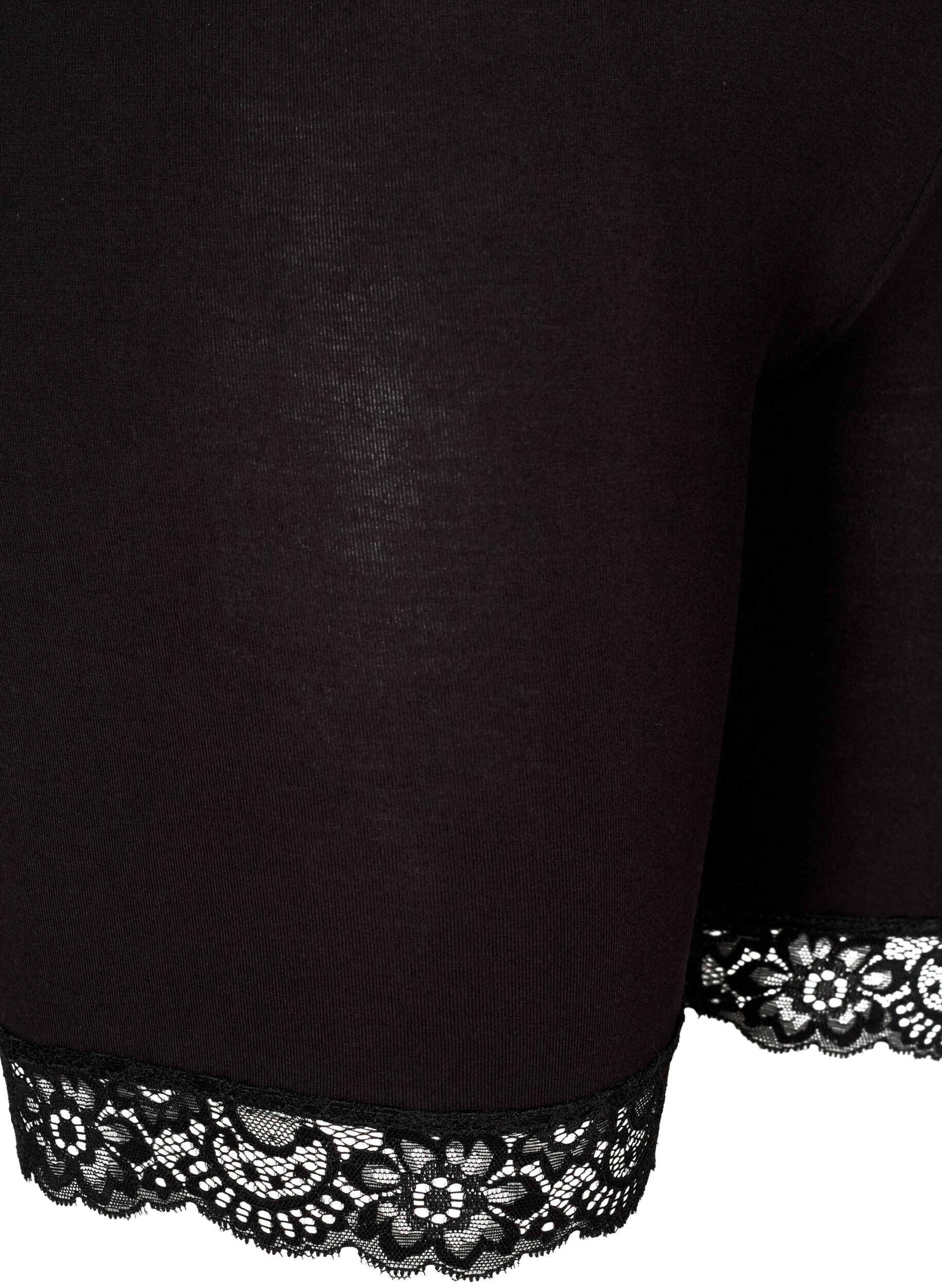 ZizziCykelbyxor med spetskant, Svart, Packshot image number 2