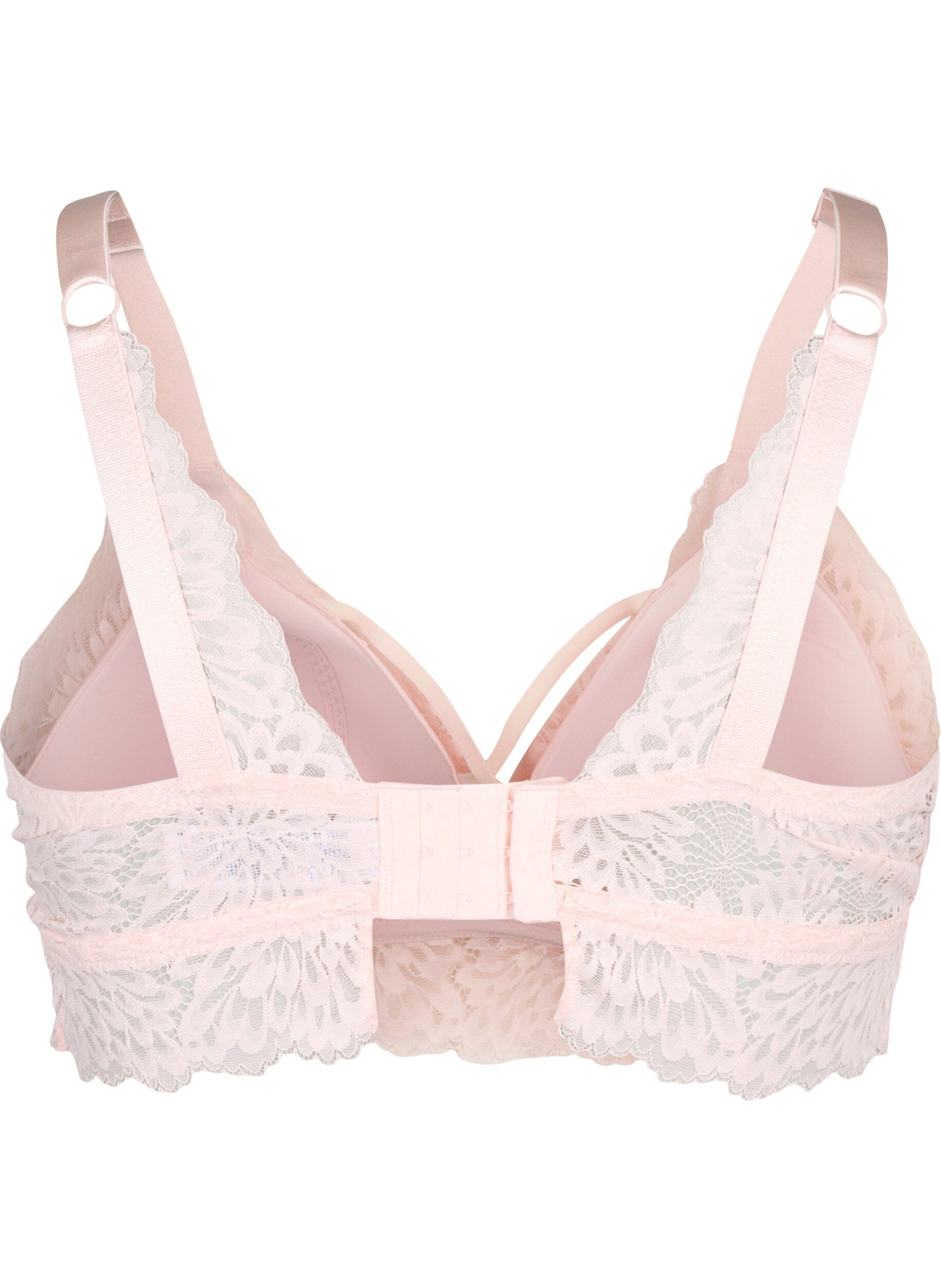 Zizzi Bralette med sn&ouml;rdetalj och mjuk vaddering, Peach Blush, Packshot image number 1