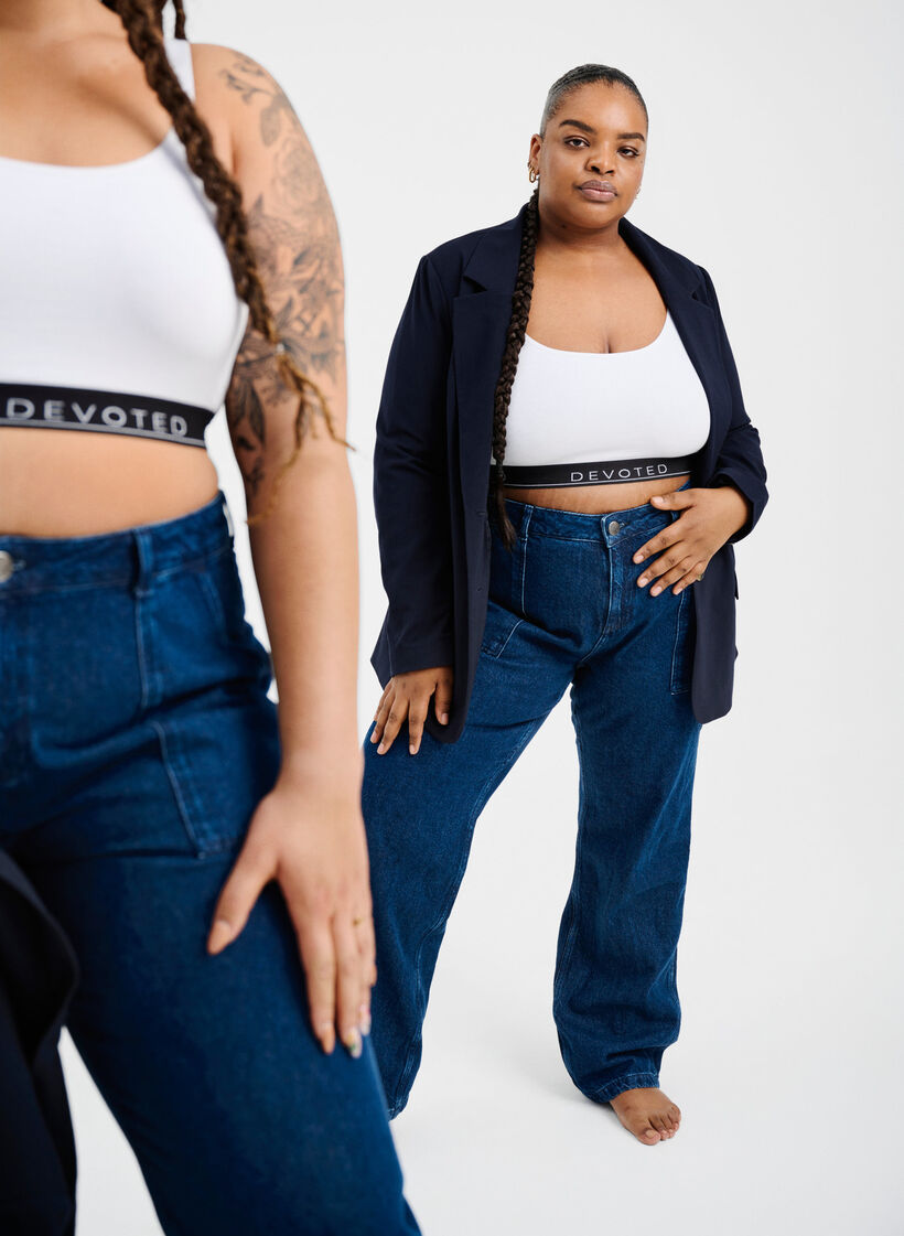 Cargo Jeans med rak passform, Dark blue, Image image number 1