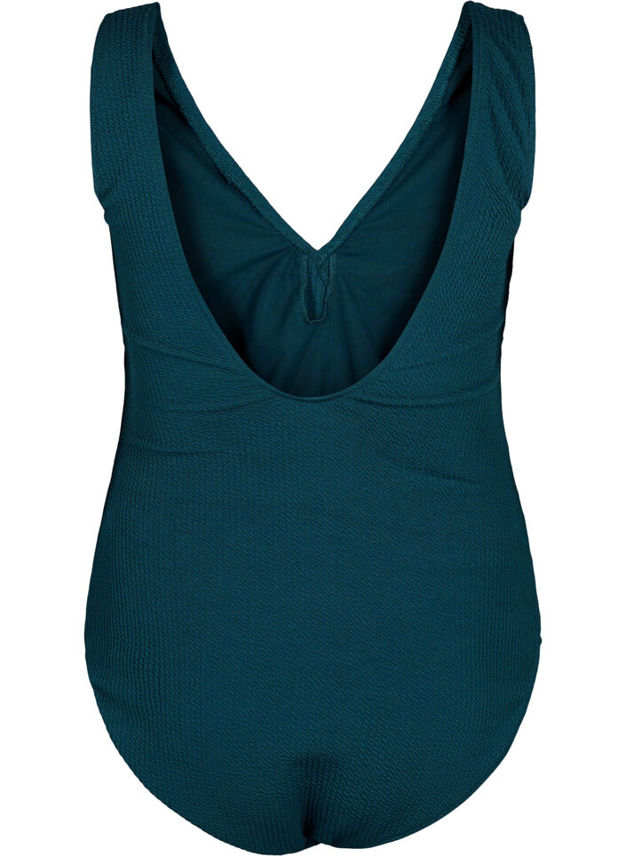 Baddräkt med crepe-struktur och omlott-effekt, Dark Sea, Packshot image number 1