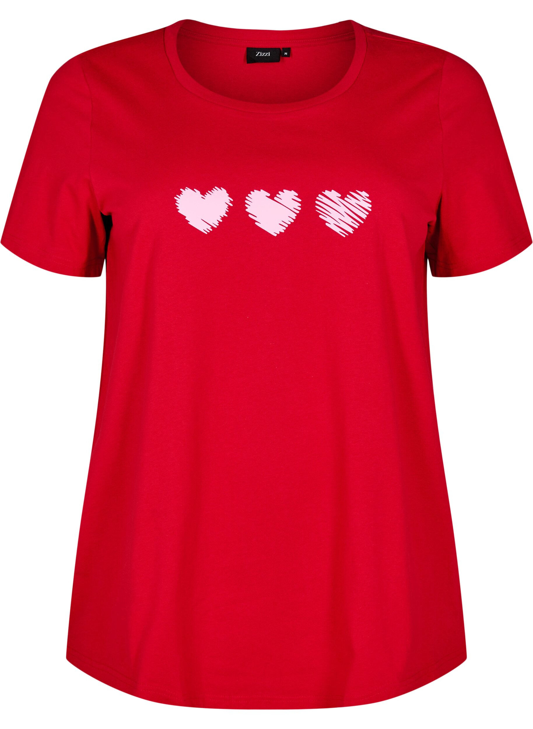 Zizzi T-shirt i bomull med motiv, Salsa w. Hearts, Packshot image number 0