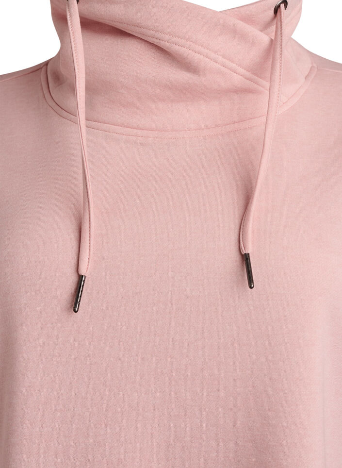 Kort sweatshirtkl&auml;nning med h&ouml;g krage och fickor, Rosa, Packshot image number 2