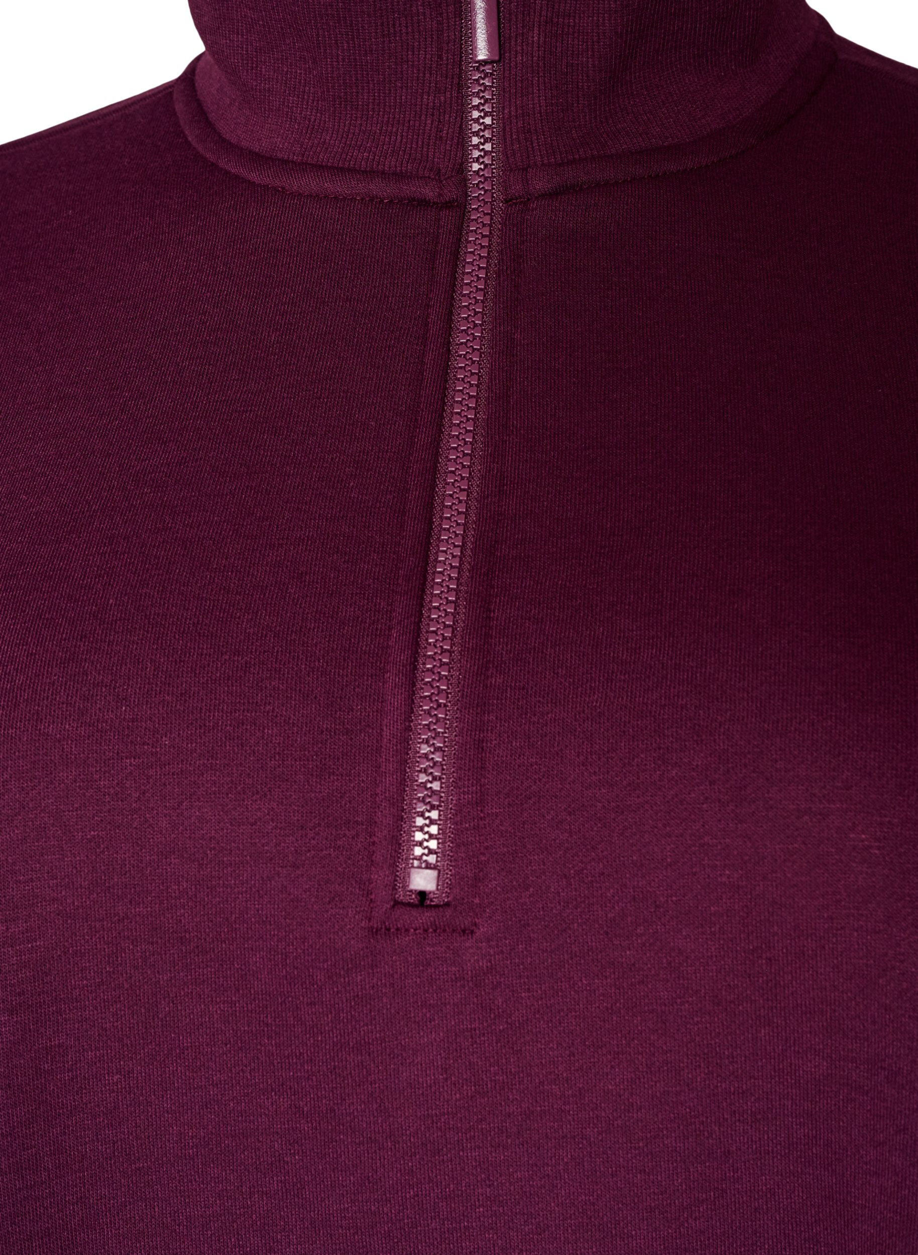 ZizziSweatshirtkl&auml;nning med h&ouml;g ribbad krage och dragkedja, Lila, Packshot image number 2
