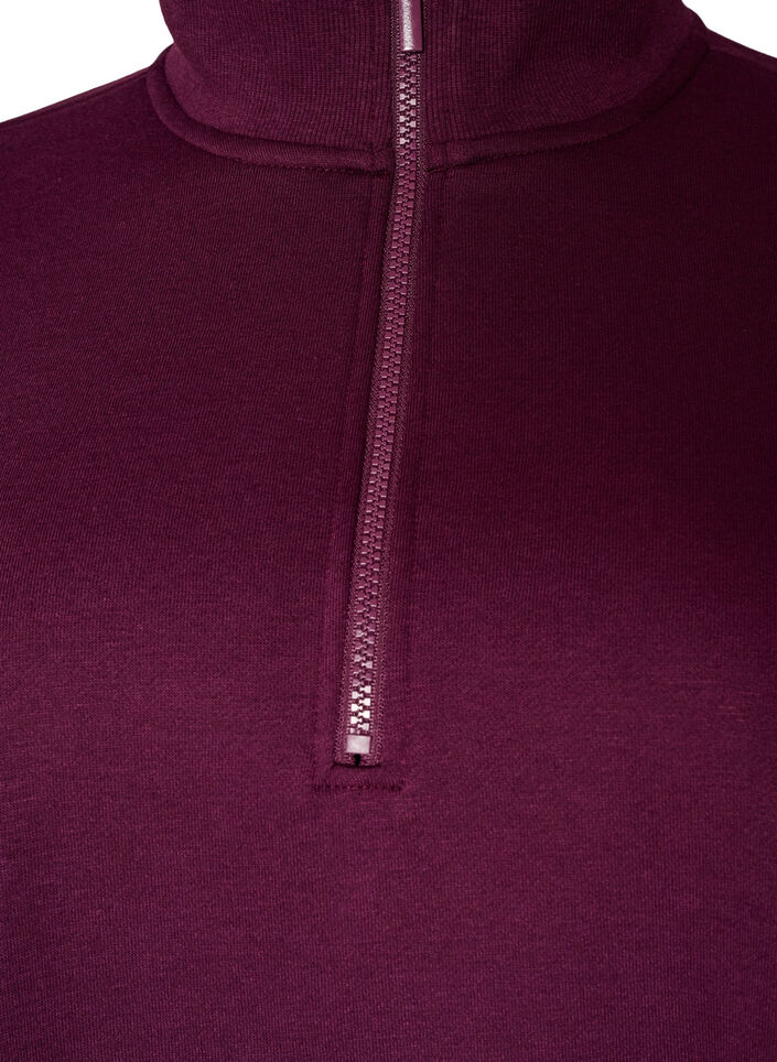 Sweatshirtkl&auml;nning med h&ouml;g ribbad krage och dragkedja, Lila, Packshot image number 2