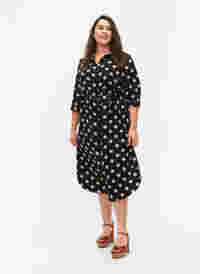 FLASH - Skjortklänning med prickar, Black Brown Dot, Model