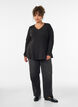 Blus i jersey med ribbad textur och a-linjeformad passform, Svart, Model image number 1