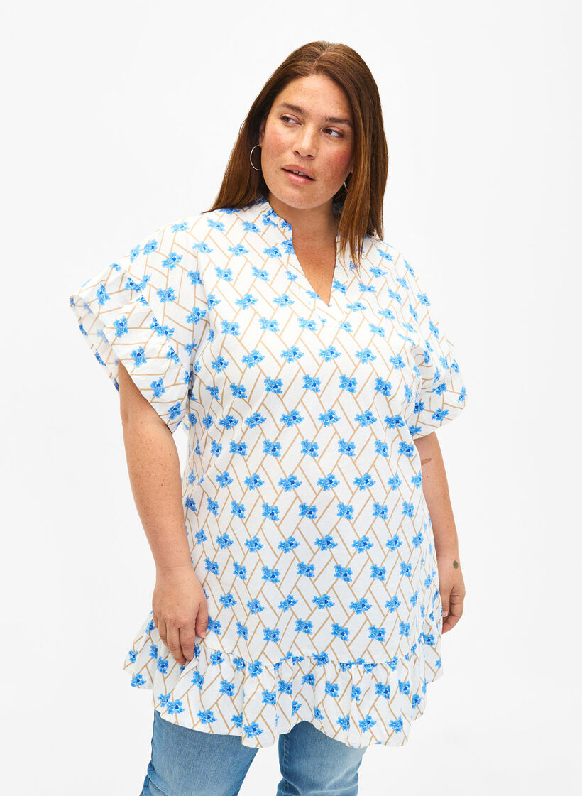Blommig bomullstunika, Snow White Flower, Model image number 0