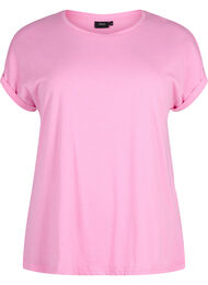 Kort&auml;rmad t-shirt i bomullsmix, Rosa