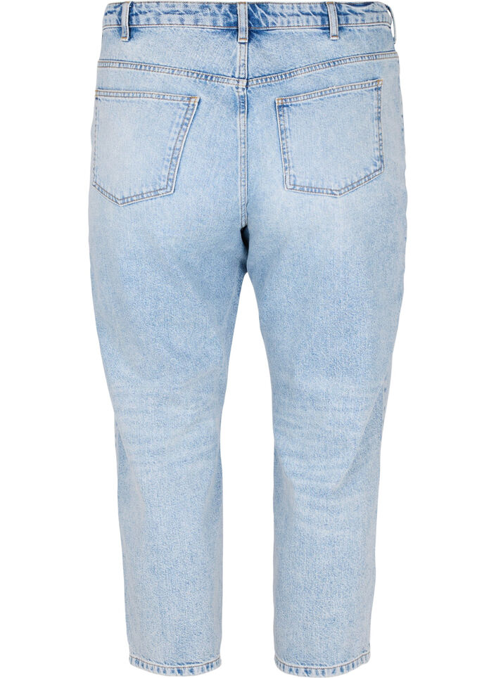 Ankellånga Vera jeans med nitar, Light blue denim, Packshot image number 1