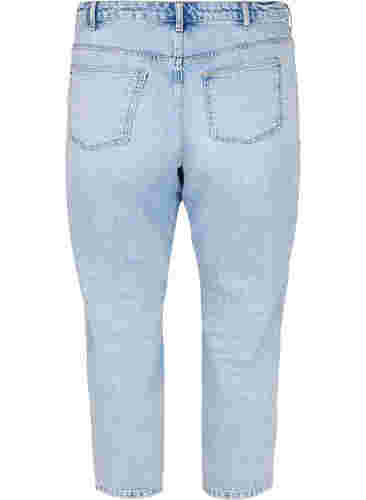 Ankellånga Vera jeans med nitar, Light blue denim, Packshot image number 1