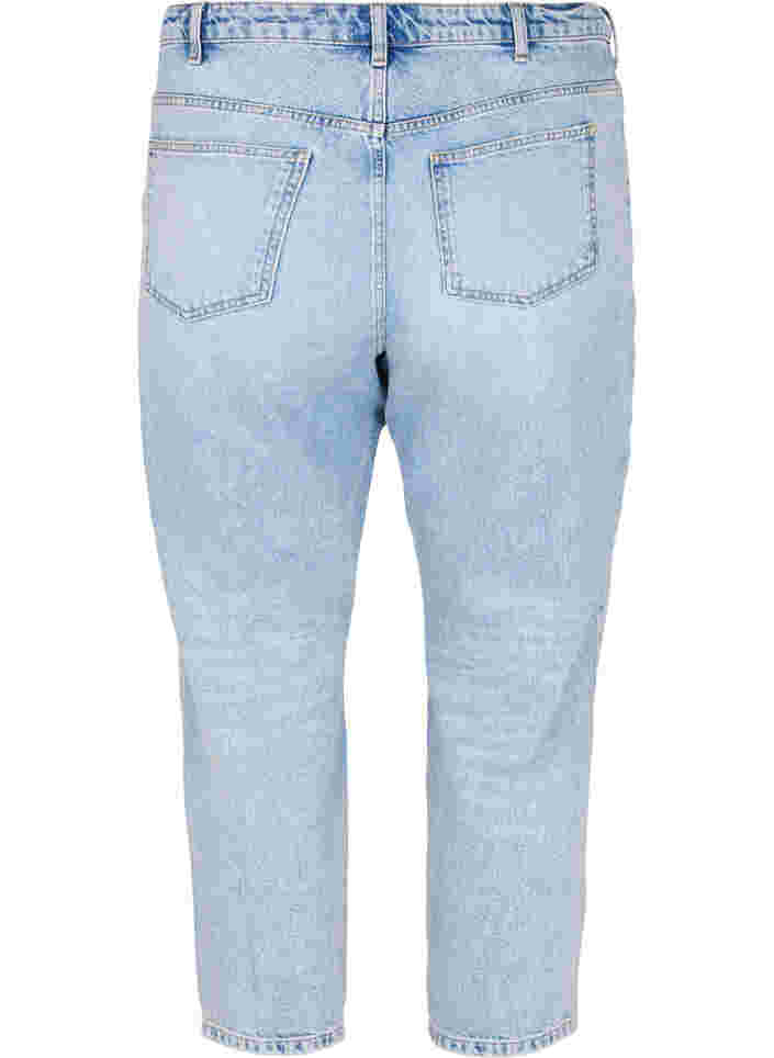 Ankellånga Vera jeans med nitar, Light blue denim, Packshot image number 1