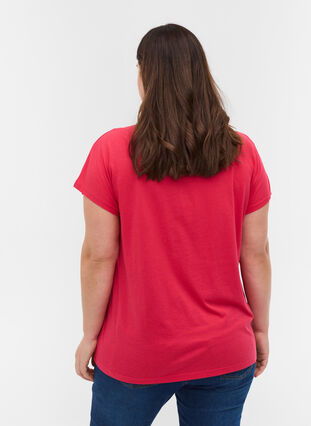T-shirt i bomullsmix, Raspberry, Model image number 1