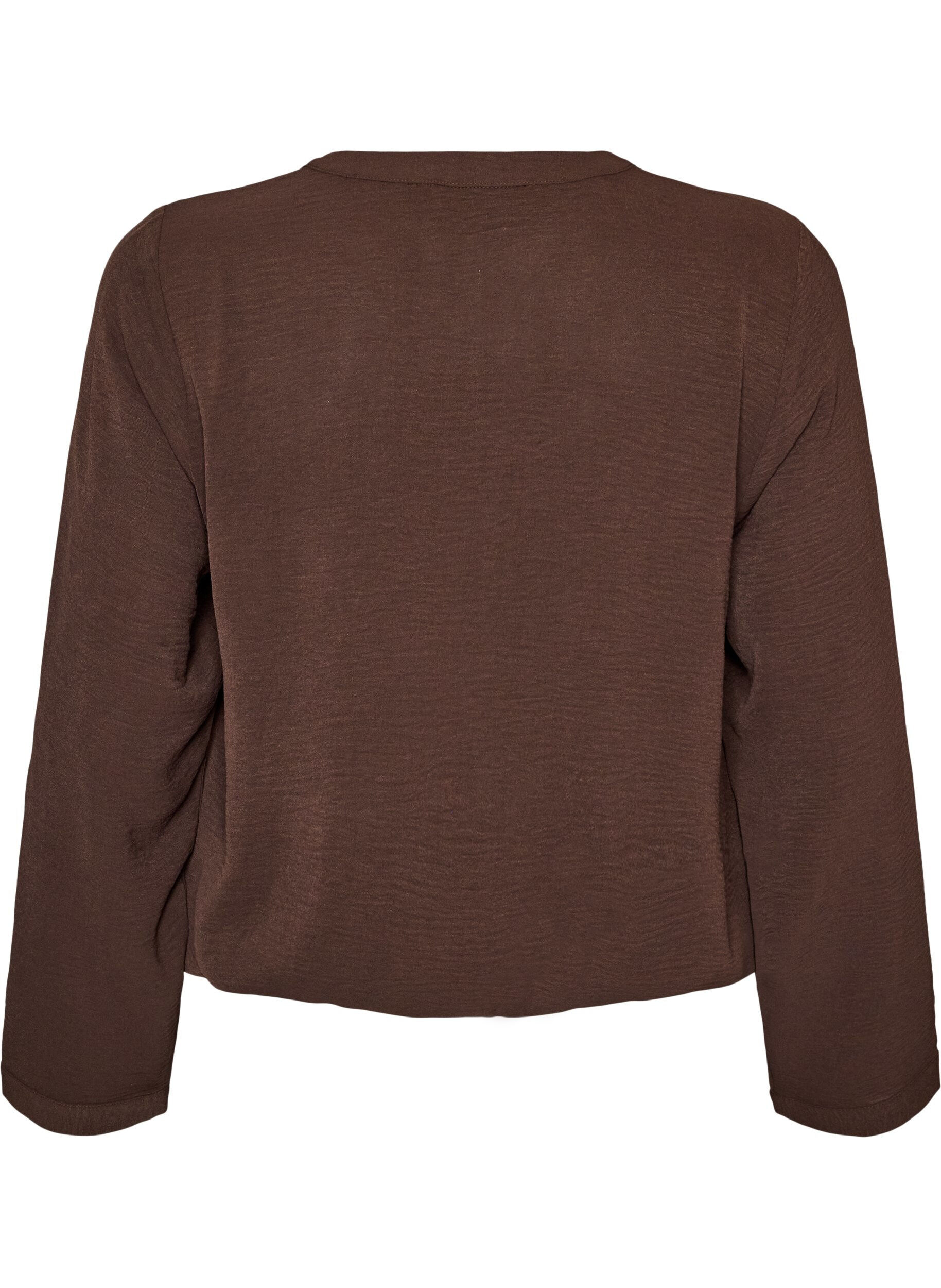 ZizziBlus i ballongsilhuett med v-ringning, Brun, Packshot image number 1