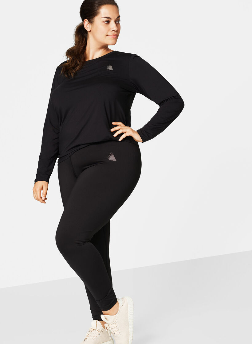 Tr&auml;ningsblus med l&aring;nga &auml;rmar, Svart, Model image number 3