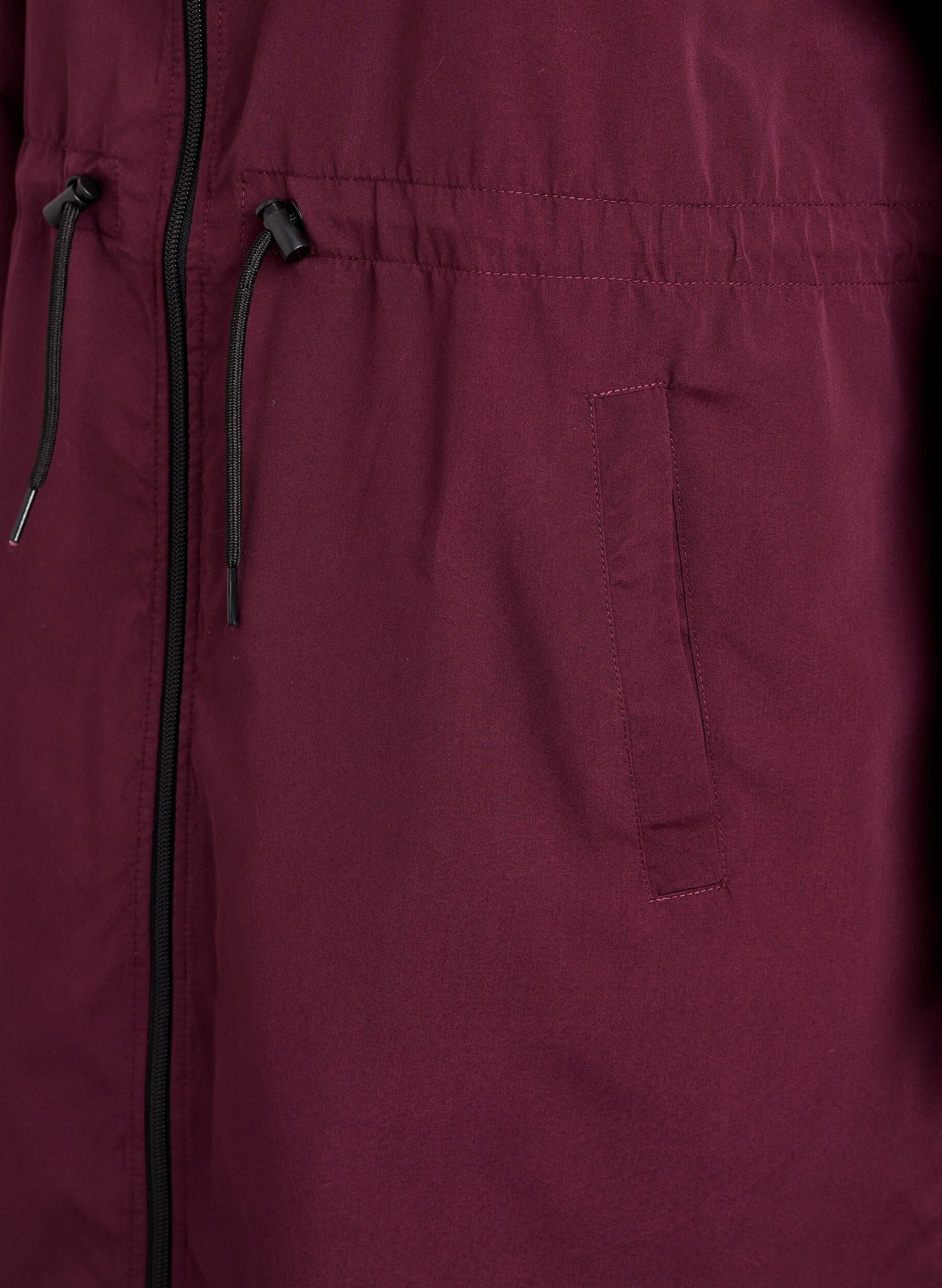 Zizzi Flash - L&auml;ttviktig parkas med huva, R&ouml;d, Packshot image number 3