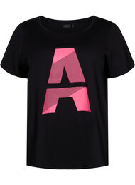 Sport t-shirt med tryck, Black w. Pink A
