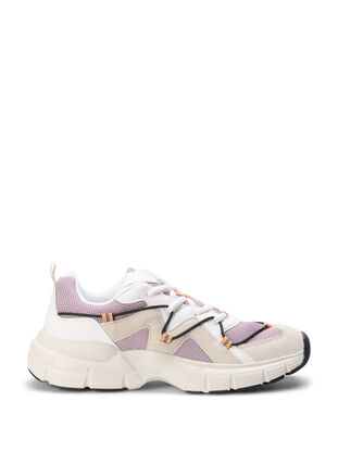 Sneakers med bred passform och kontrastfärgad snörningsdetalj, Elderberry, Packshot image number 0