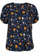 Kortärmad blus med blommigt tryck, Sky Captain Flower, Packshot image number 0