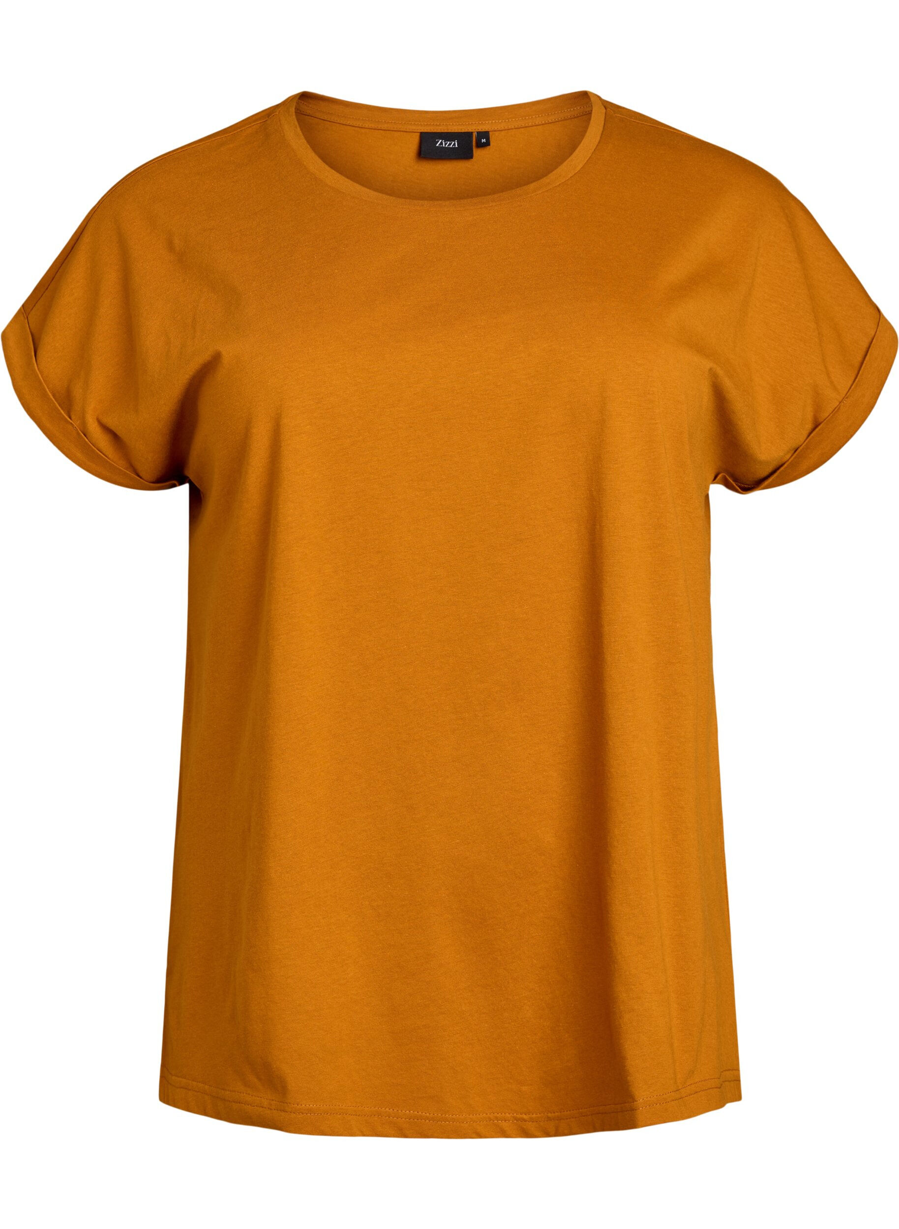 ZizziKort&auml;rmad t-shirt i bomullsblandning, Orange, Packshot image number 0