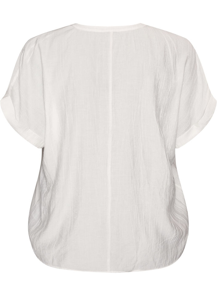 Blus i viskos med knappar och struktur, Vanilla, Packshot image number 1