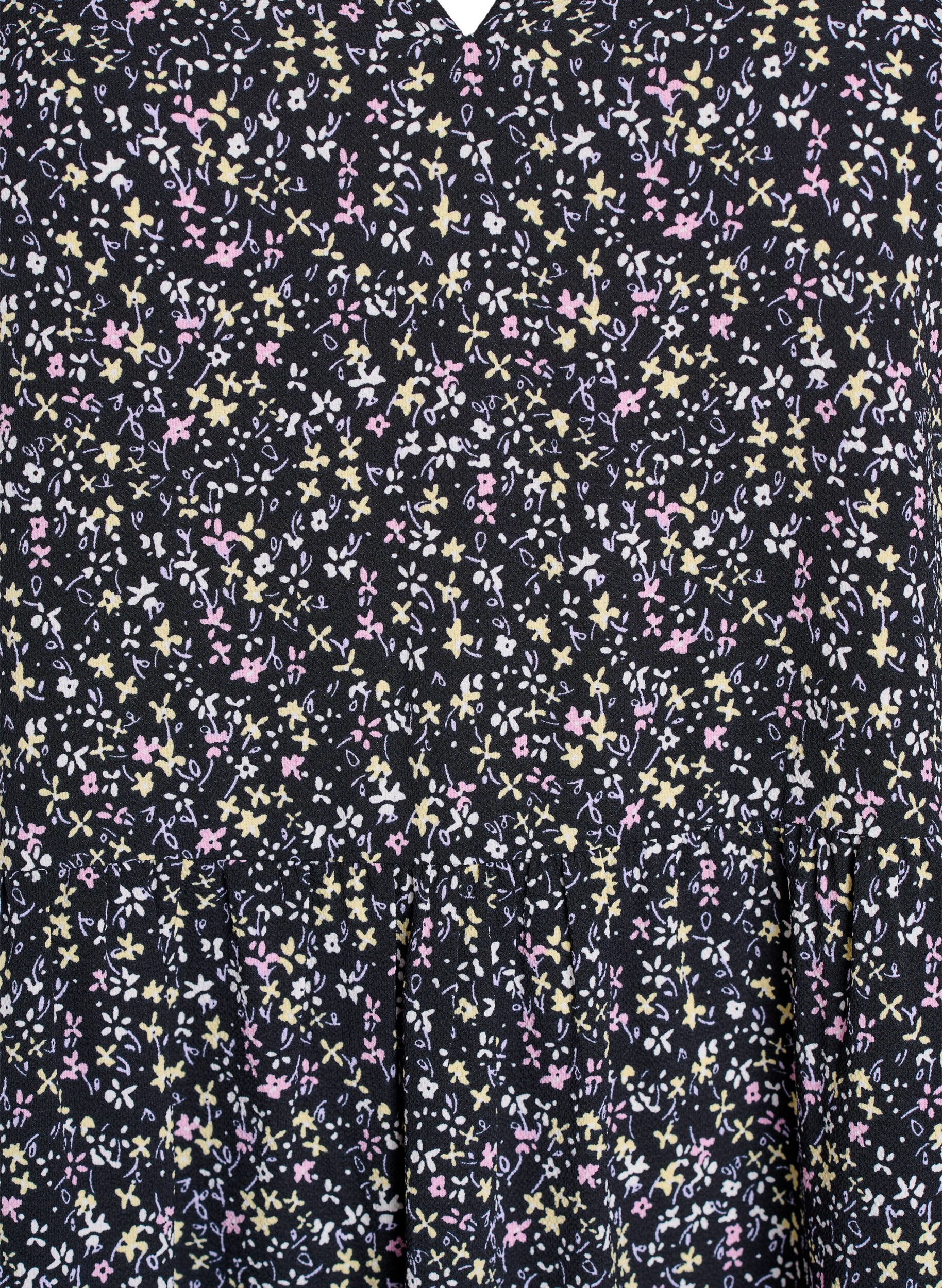 Zizzi Kort&auml;rmad kl&auml;nning med A-linje och sk&auml;rningar, Svart, Packshot image number 2