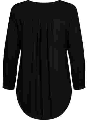 V-ringad tunika i viskos, Black , Packshot image number 1