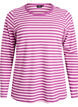 Randig blus med l&aring;nga &auml;rmar, Lila, Packshot image number 0