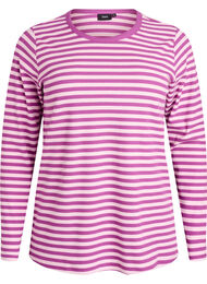 Randig blus med l&aring;nga &auml;rmar, Lila