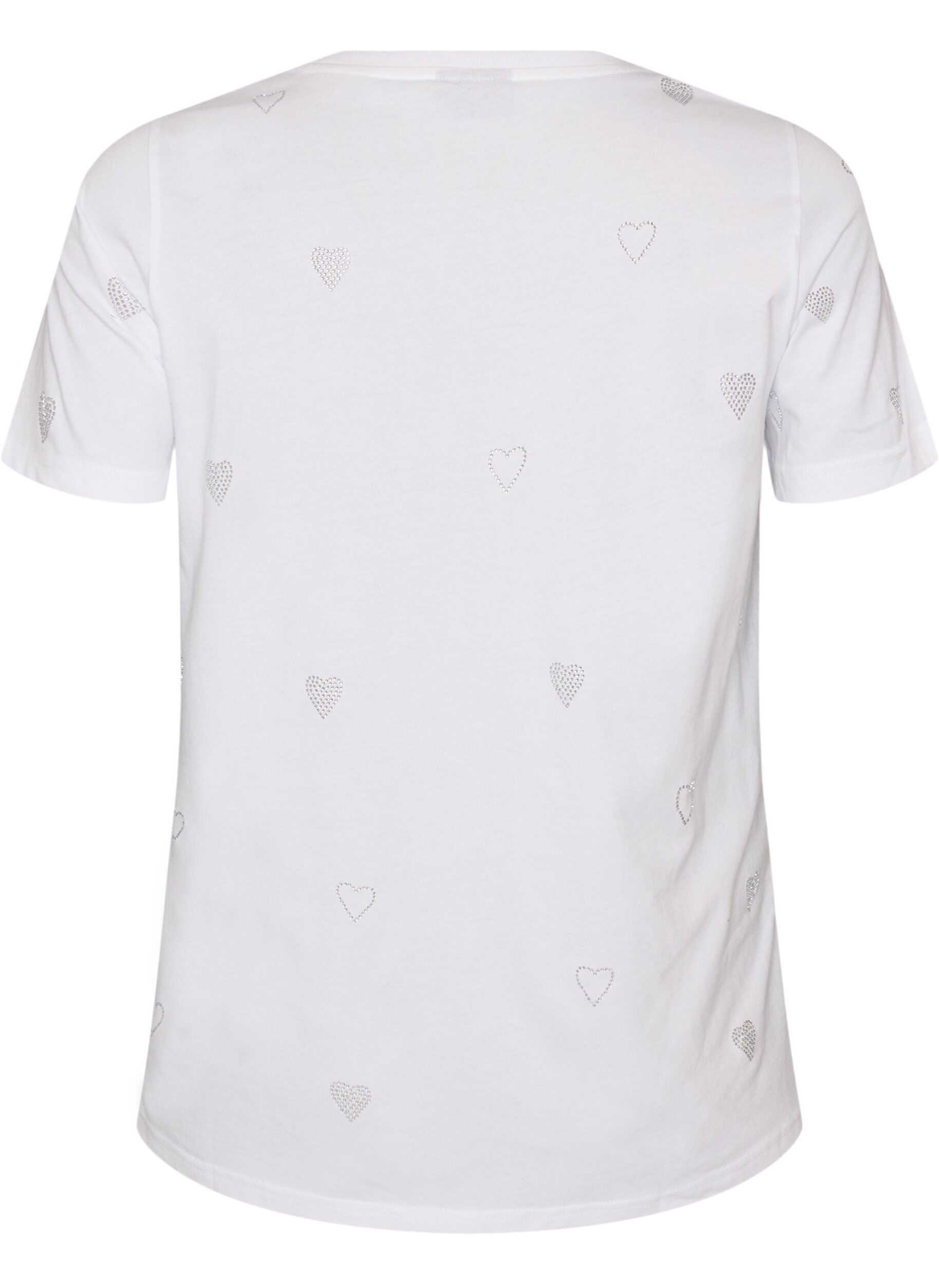 ZizziT-shirt i ekologisk bomull med hj&auml;rtan, Vit, Packshot image number 1
