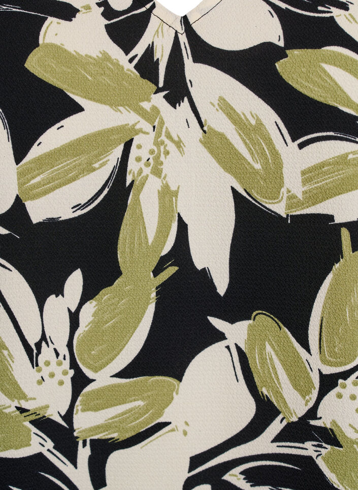 M&ouml;nstrad topp med v-ringning, Svart, Packshot image number 2